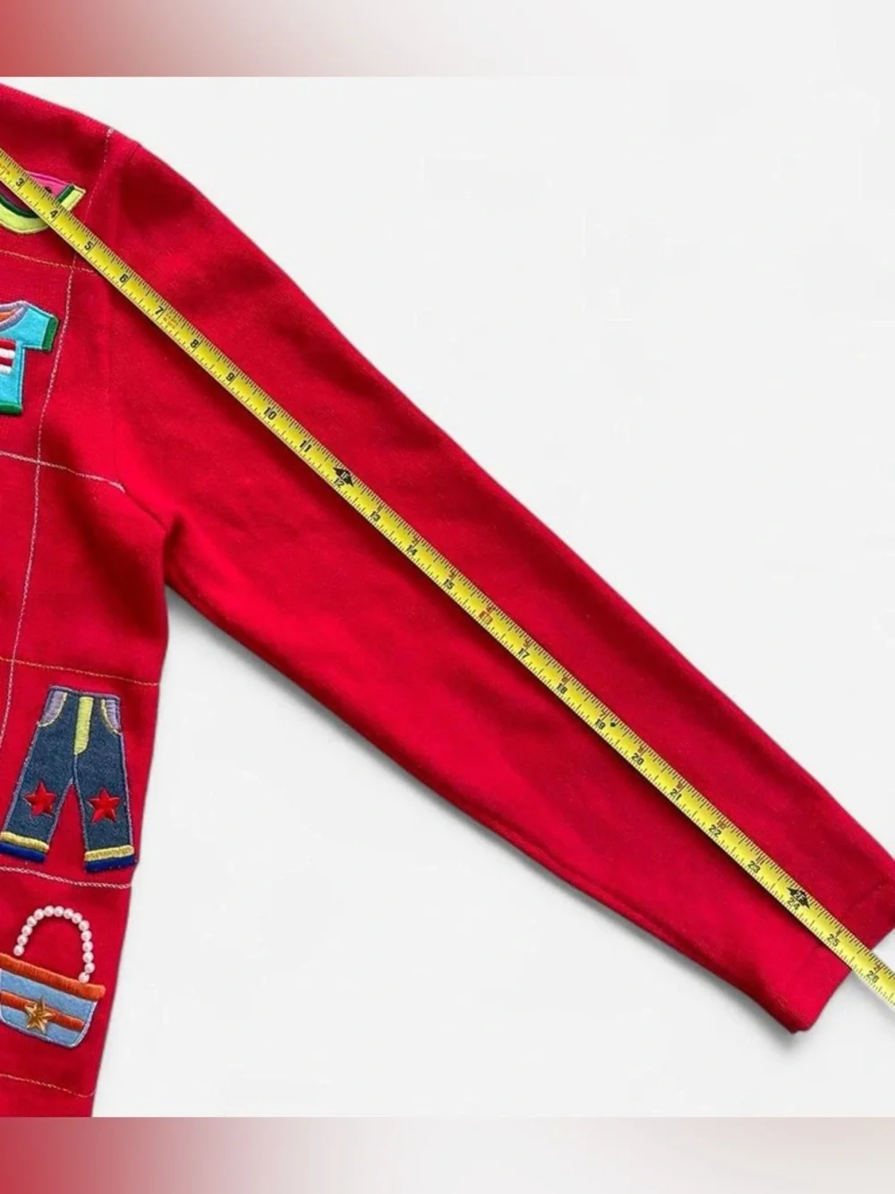 Vintage Berek Red Knit Embroidered Fourth of July Summer Patriotic Cardigan S